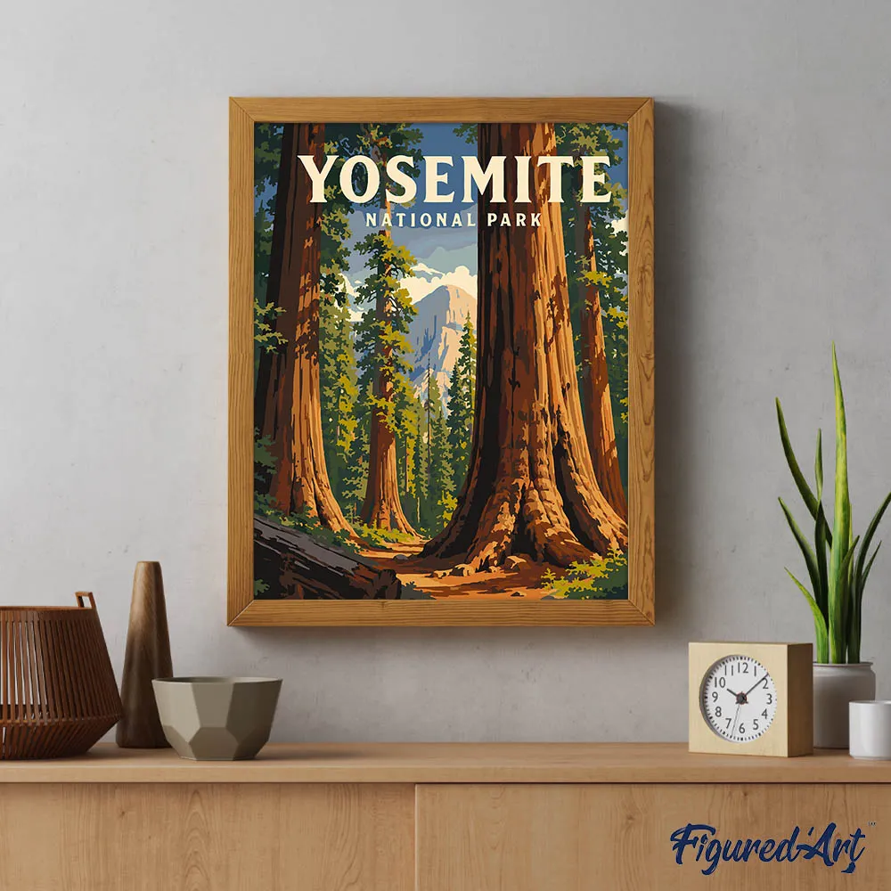 Figured'Art Yosemite Mariposa Grove schilderen op nummer 40x50 reis
