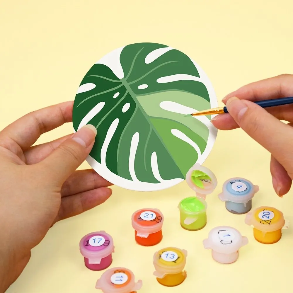 Figured'Art Groene oase schilderen op nummer onderzetters 6 stuks