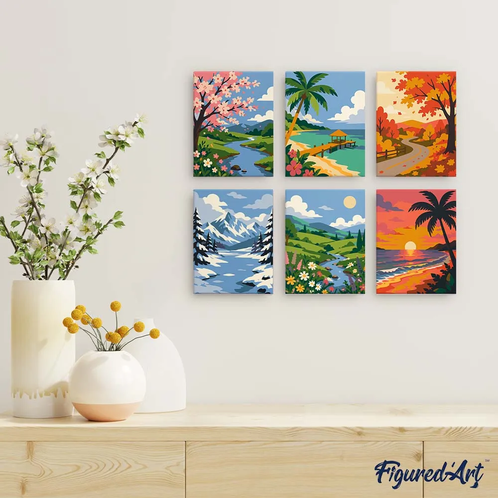 Figured'Art Mini Serie Seizoenen Rond de Wereld schilderen op nummer 6x 15x20cm