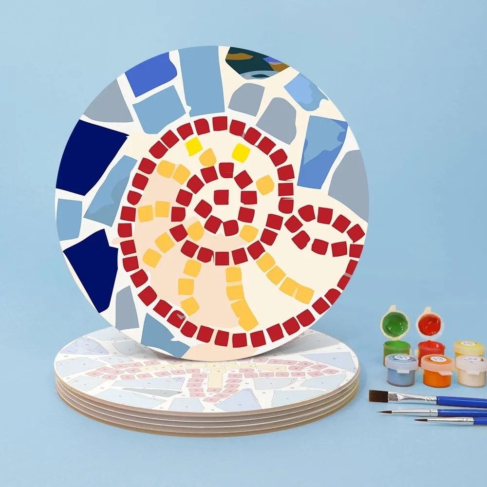 Figured'Art Schilderen op Nummer Placemats 20 cm 6 stuks geometrisch