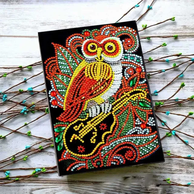 Figured'Art Uil met Viool diamond painting notitieboek A5