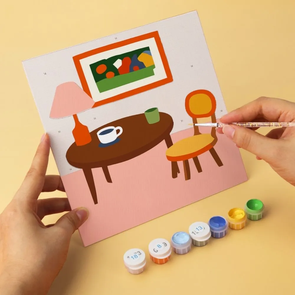Figured'Art Charmante Kamers mini schilderen op nummer 20x20cm 6 stuks
