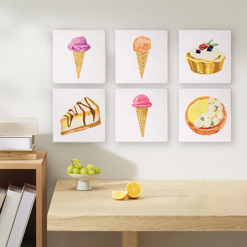 Figured'Art Zoete Desserts 3 schilderen op nummer mini 15x15cm 6 stuks