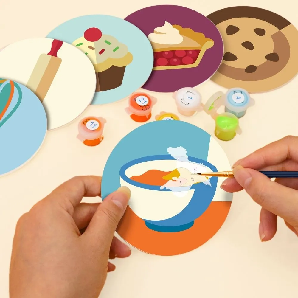 Figured'Art Dessertliefhebbers schilderen op nummer onderzetters 6st
