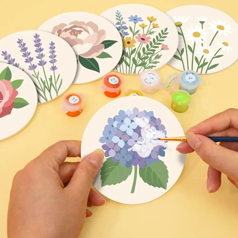 Figured'Art Pastelboeket schilderen op nummer onderzetters 6 stuks