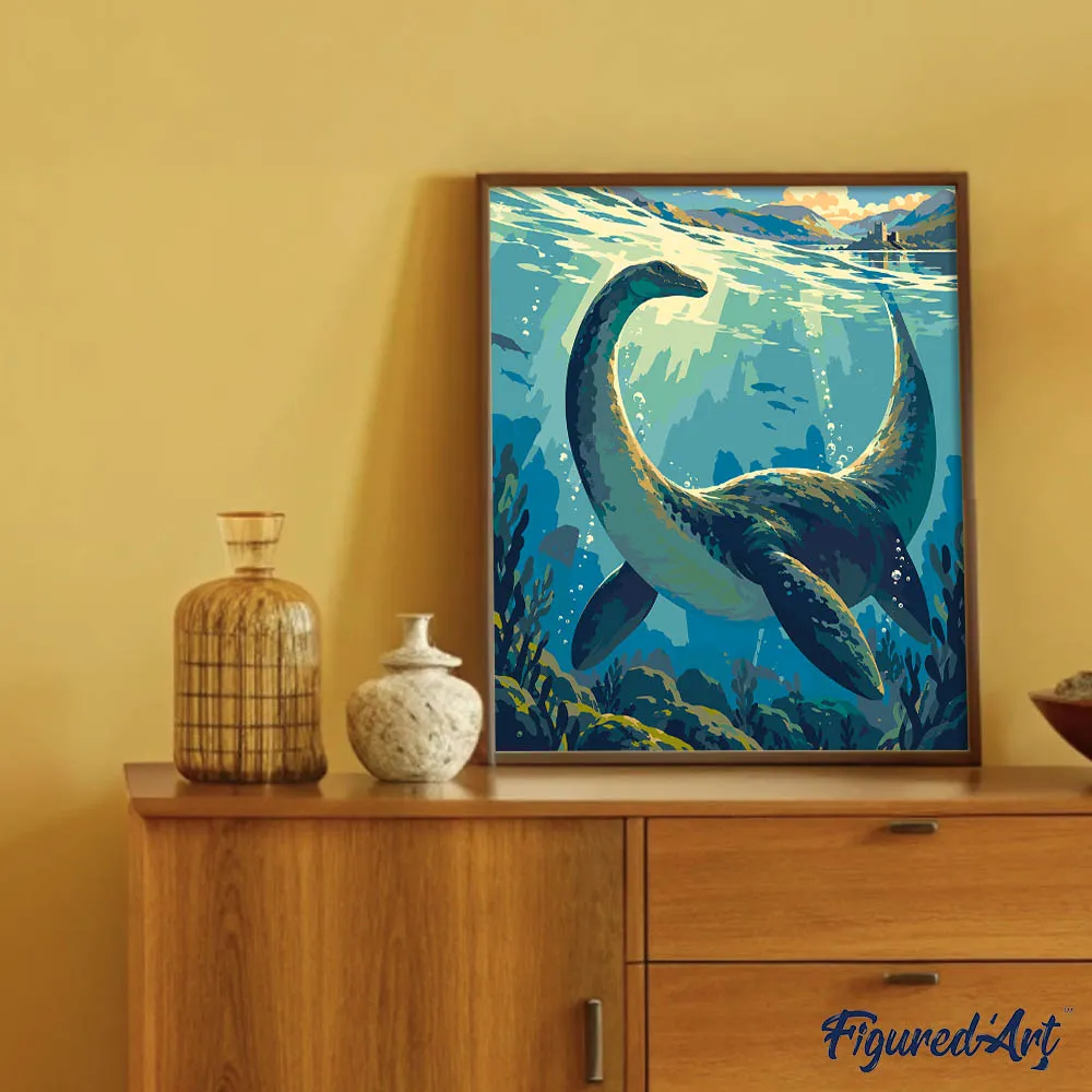 Figured'Art Schilderen op Nummer Loch Ness Onderwater 40x50 acryl