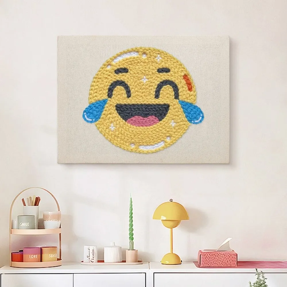 Figured'Art Emoji Plezier punch needle pakket 20x30 cm katoen