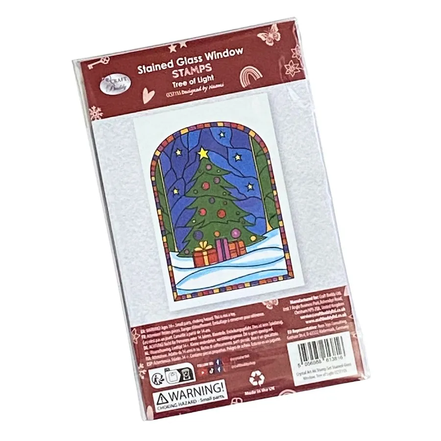 Craft Buddy Tree of Light stempelset A6 stained glass