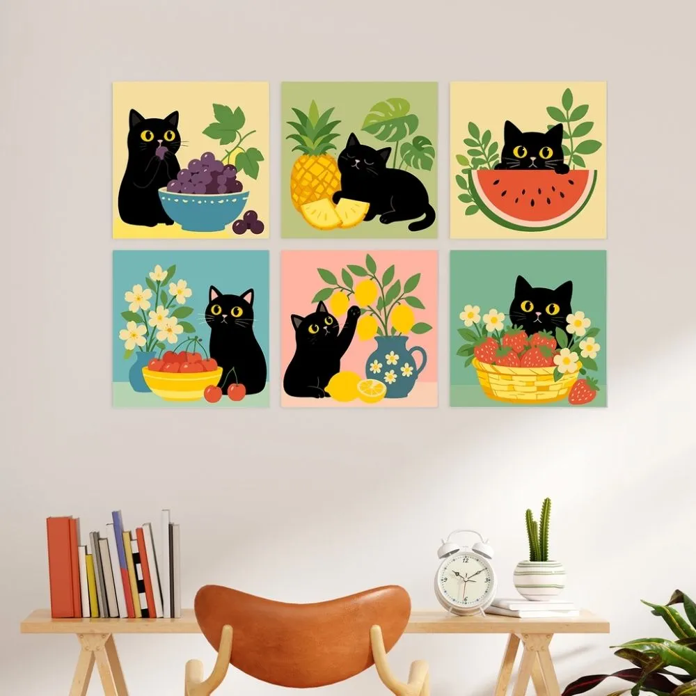 Figured'Art Mini Schilderen op Nummer Kat Fruit 20x20cm 6 stuks