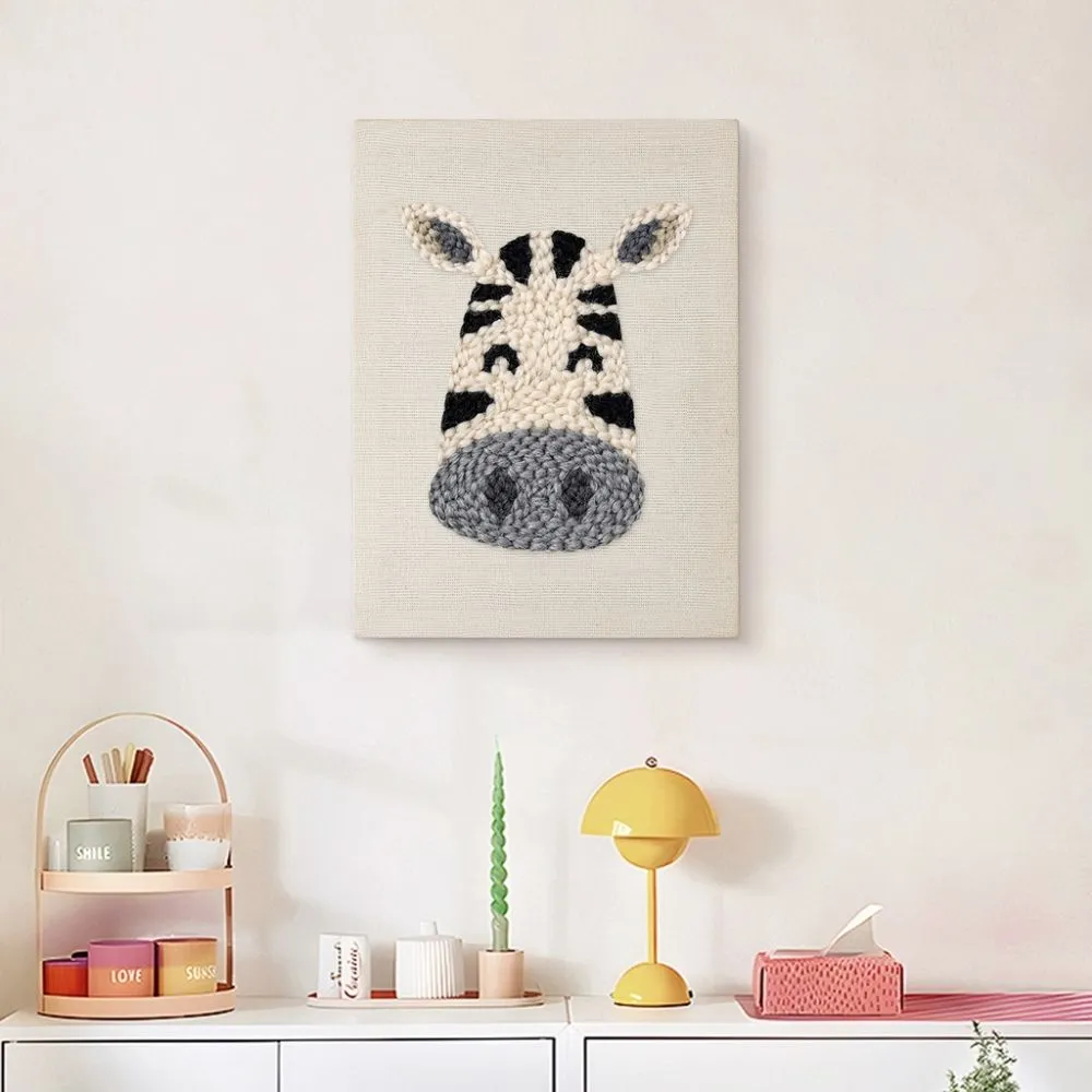 Figured'Art Blije Zebra punch needle pakket met frame