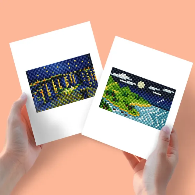 Figured'Art Landschappen van Dag en Nacht mini diamond painting 2x 15x20 cm