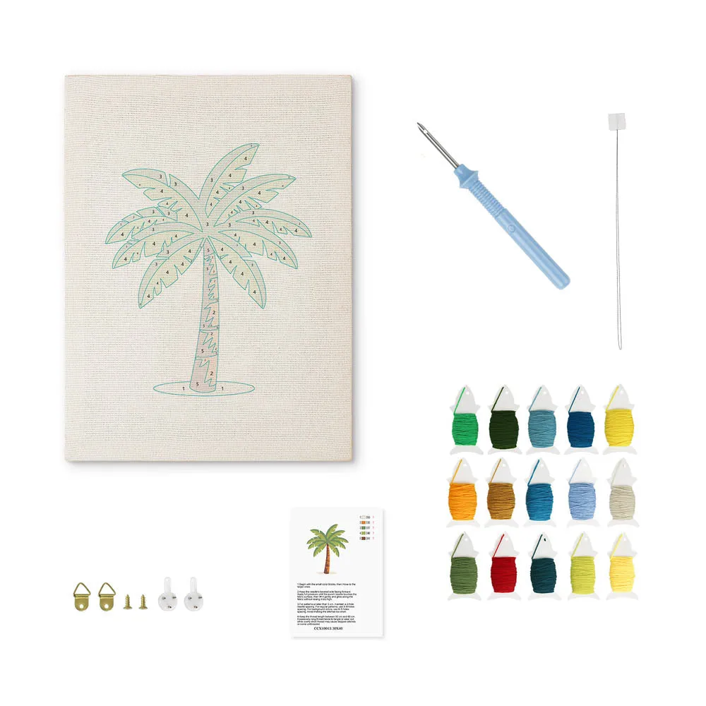 Figured'Art Palmen Paradijs punch needle pakket 20x30cm katoen