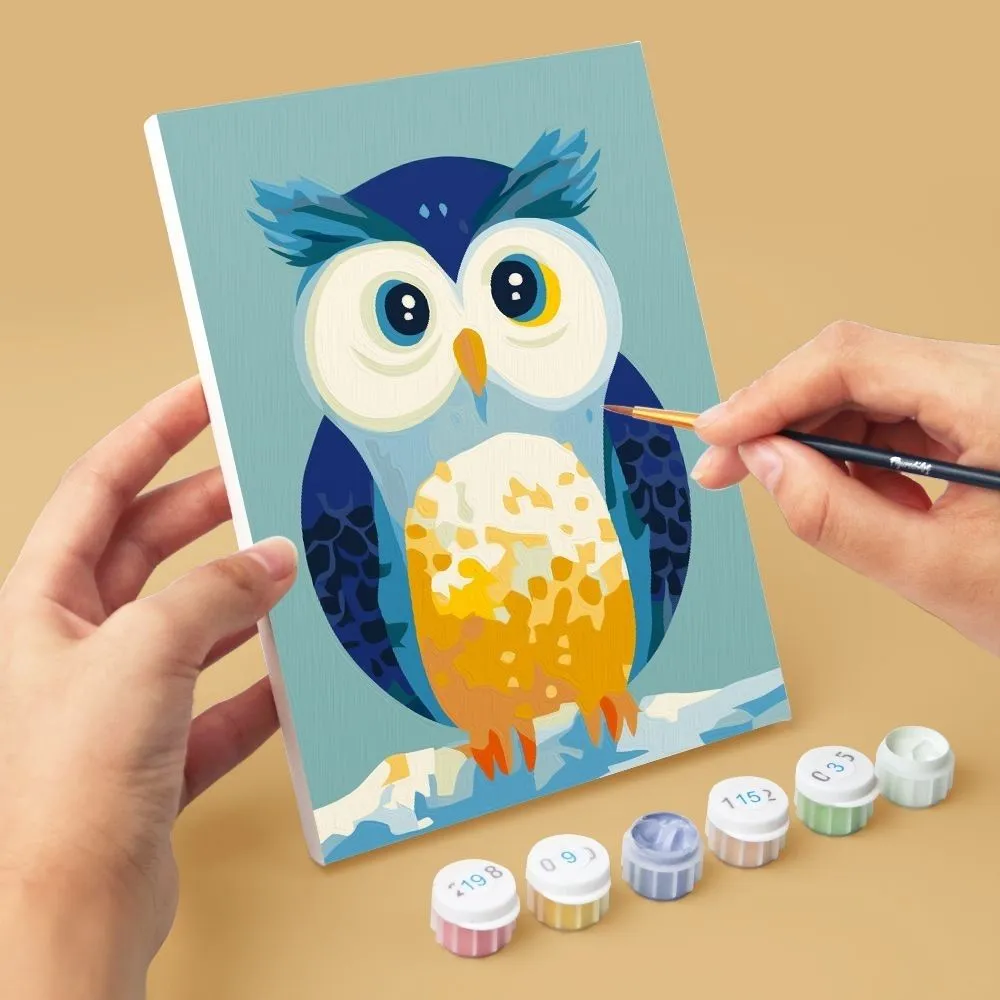 Figured'Art Kleurrijke Nachtwacht Mini Schilderen op Nummer 6x uil