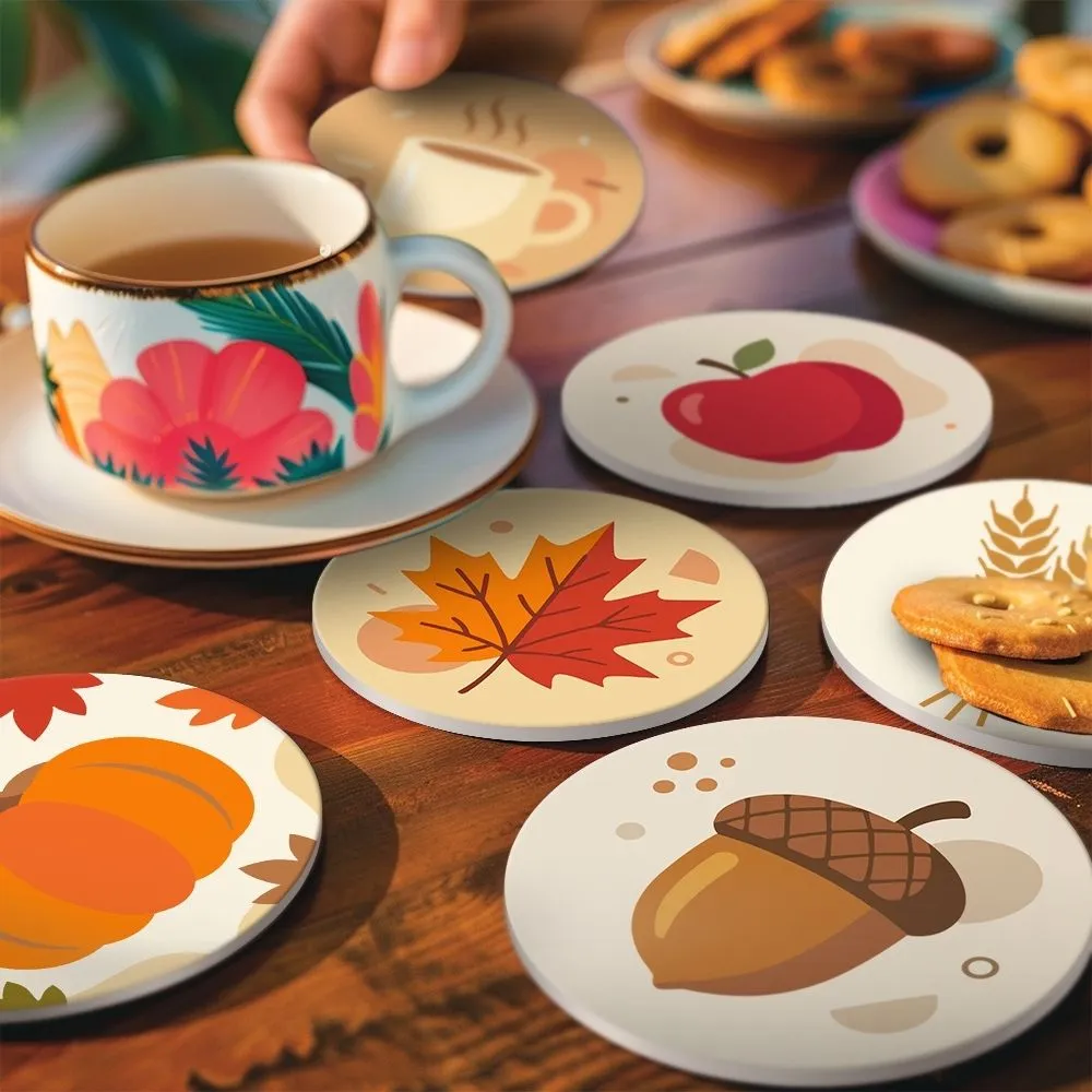 Figured'Art Gezellige herfst onderzetters schilderen op nummer 10 cm