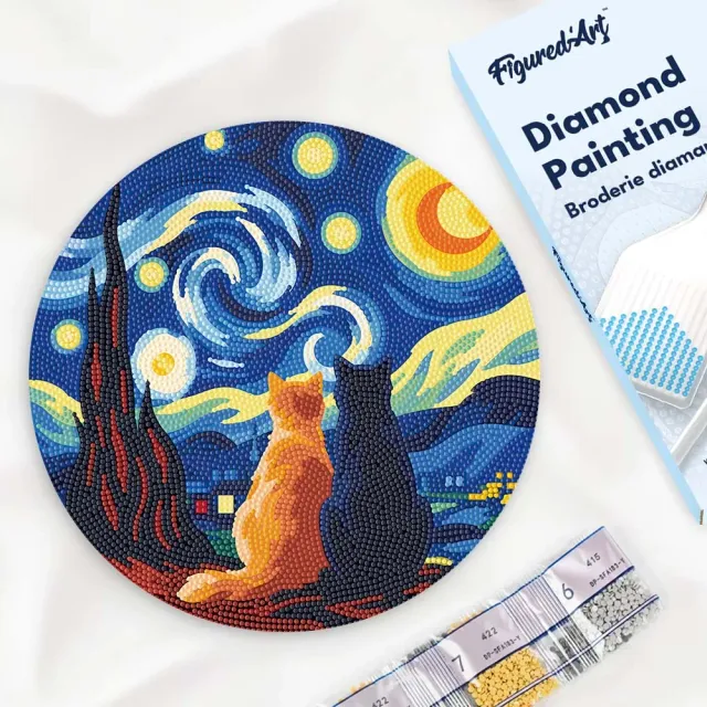 Figured'Art Sterrennacht metgezellen diamond painting hout 30 cm