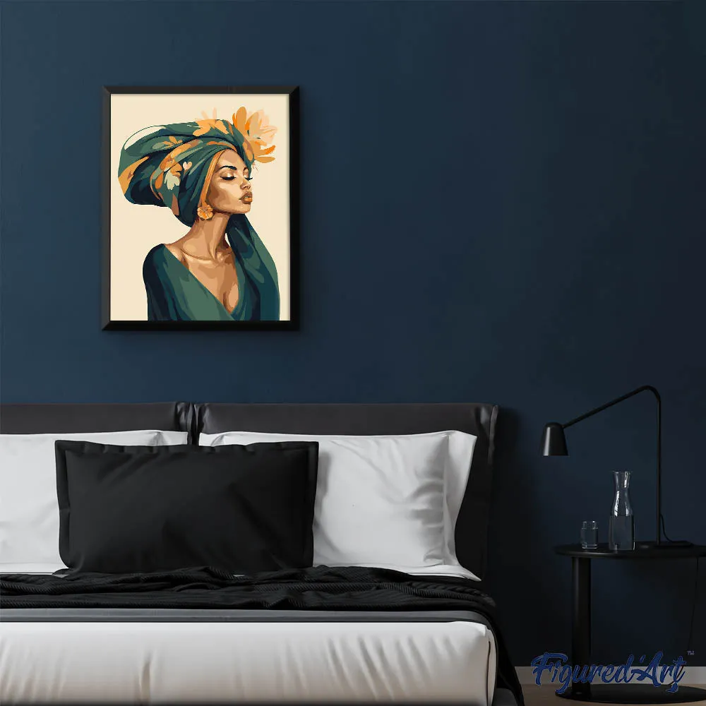 Figured'Art Vrouw met bloemenhoofddoek schilderen op nummer 40x50 eenvoudig