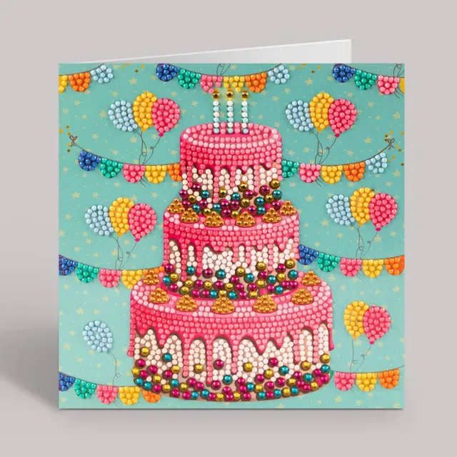 Craft Buddy Happy Birthday crystal art kaart 18x18cm taart