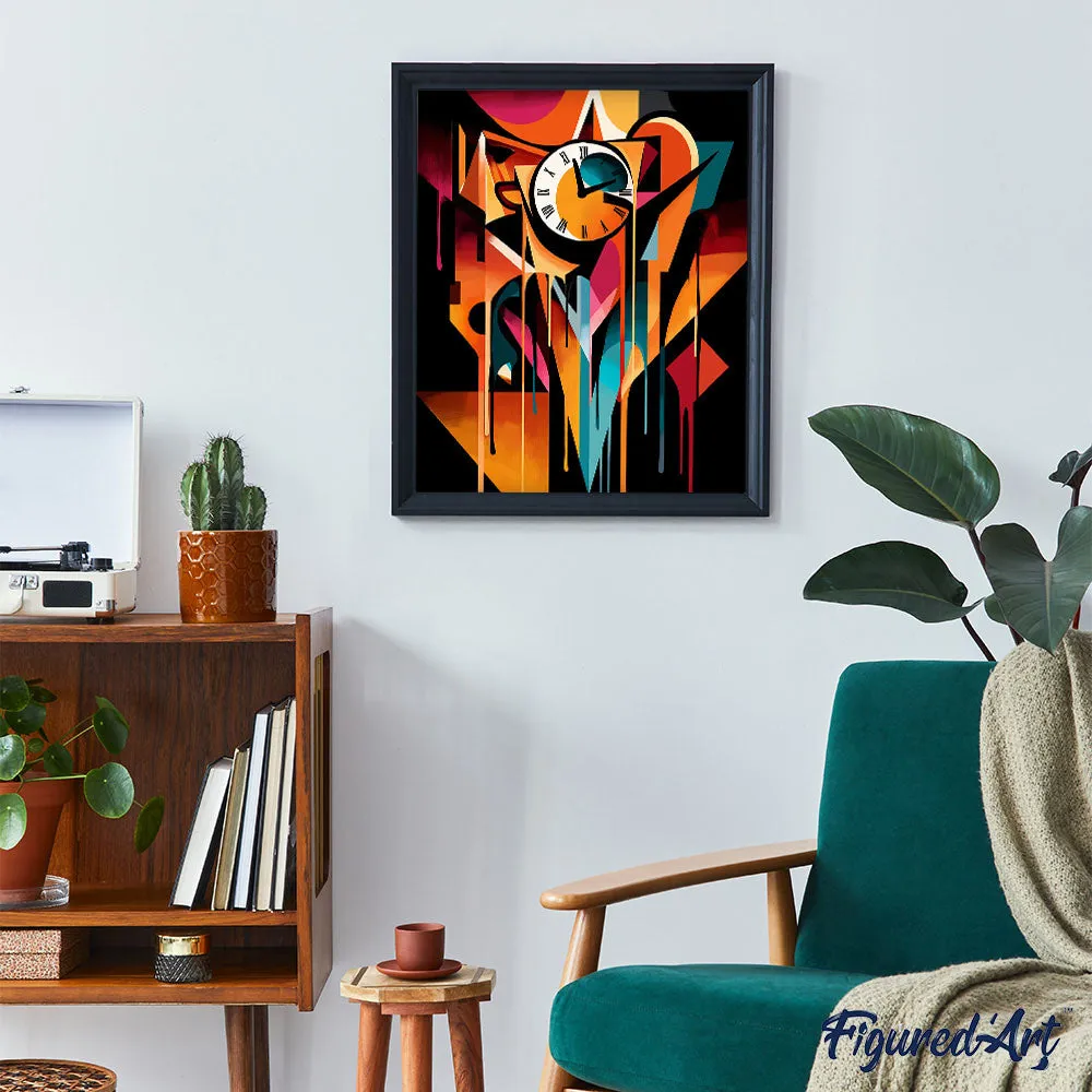 Figured'Art Smeltende Klok gedurfd abstract schilderen op nummer 40x50cm