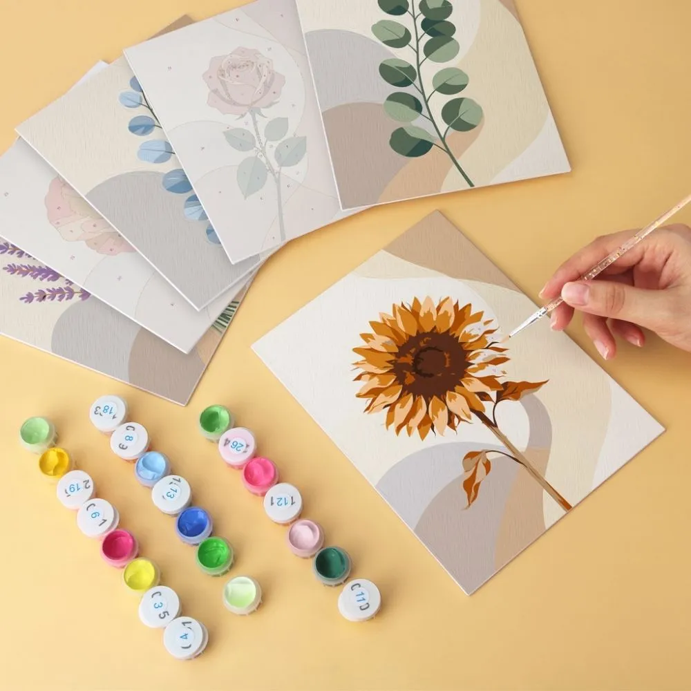 Figured'Art Botanische Studie Mini Schilderen op Nummer 15x20cm 6 stuks
