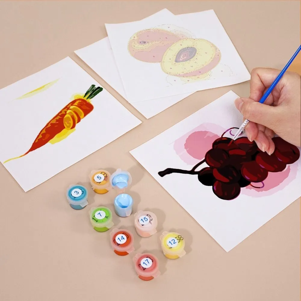 Figured'Art Fruit en Groenten schilderen op nummer 6 stuks mini