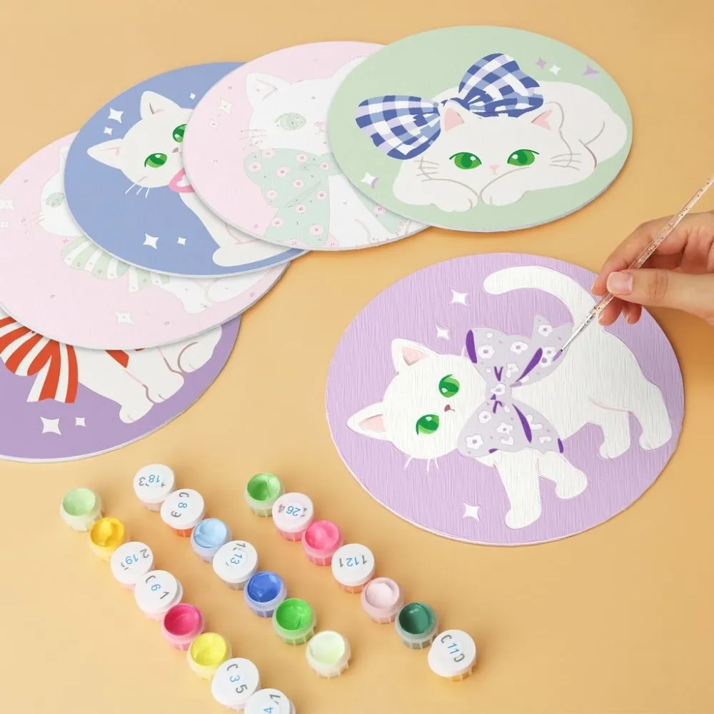Figured'Art Mini Linten en katten schilderen op nummer Ø20cm 6 stuks