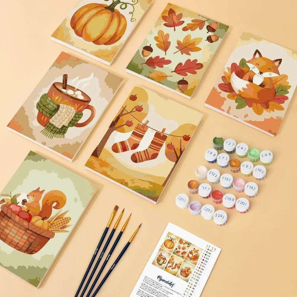 Figured'Art Herfst in het Bos mini canvas 15x20 cm 6 stuks