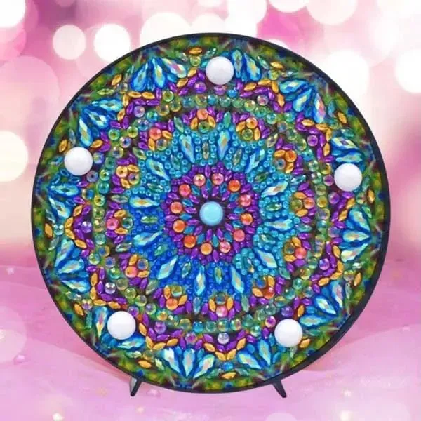 Figured'Art Mandala Blauw LED-lamp diamond painting 15cm