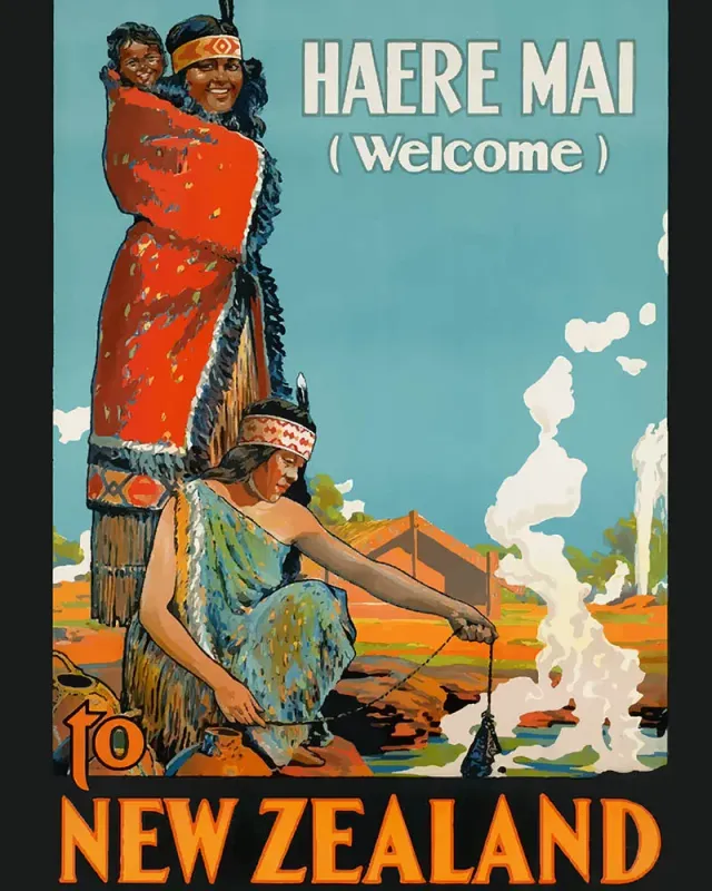 Figured'Art Vintage poster Nieuw-Zeeland schilderen op nummer 40x50