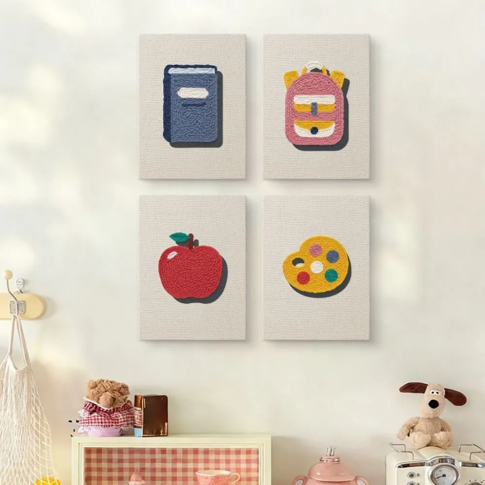 Figured'Art Punch Needle Set Terug naar School 1 kit 4 stuks met frames