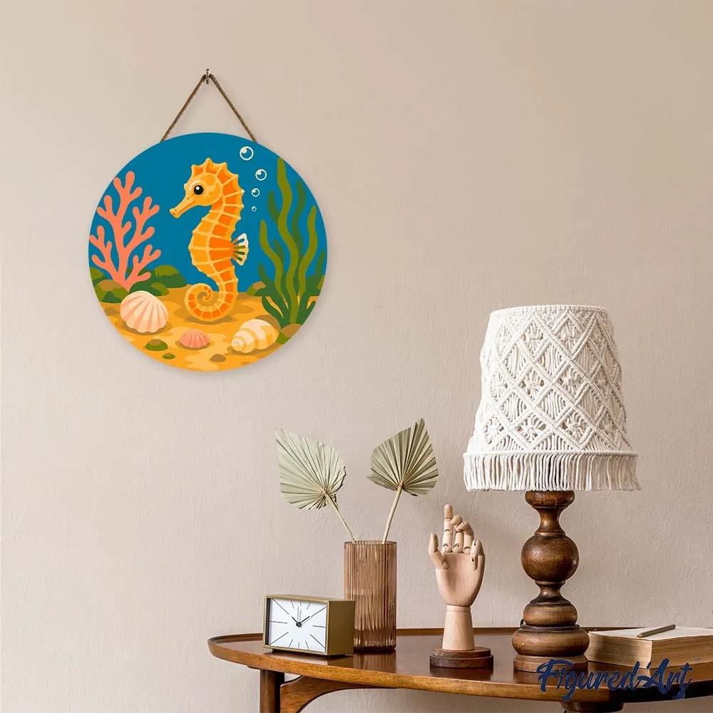 Figured'Art Zeepaardje schilderen op nummer houten schijf 30cm