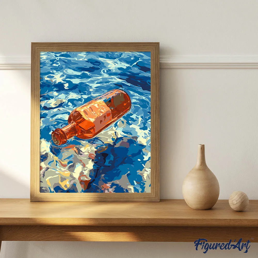 Figured'Art Flessenpost schilderen op nummer gemiddeld zee