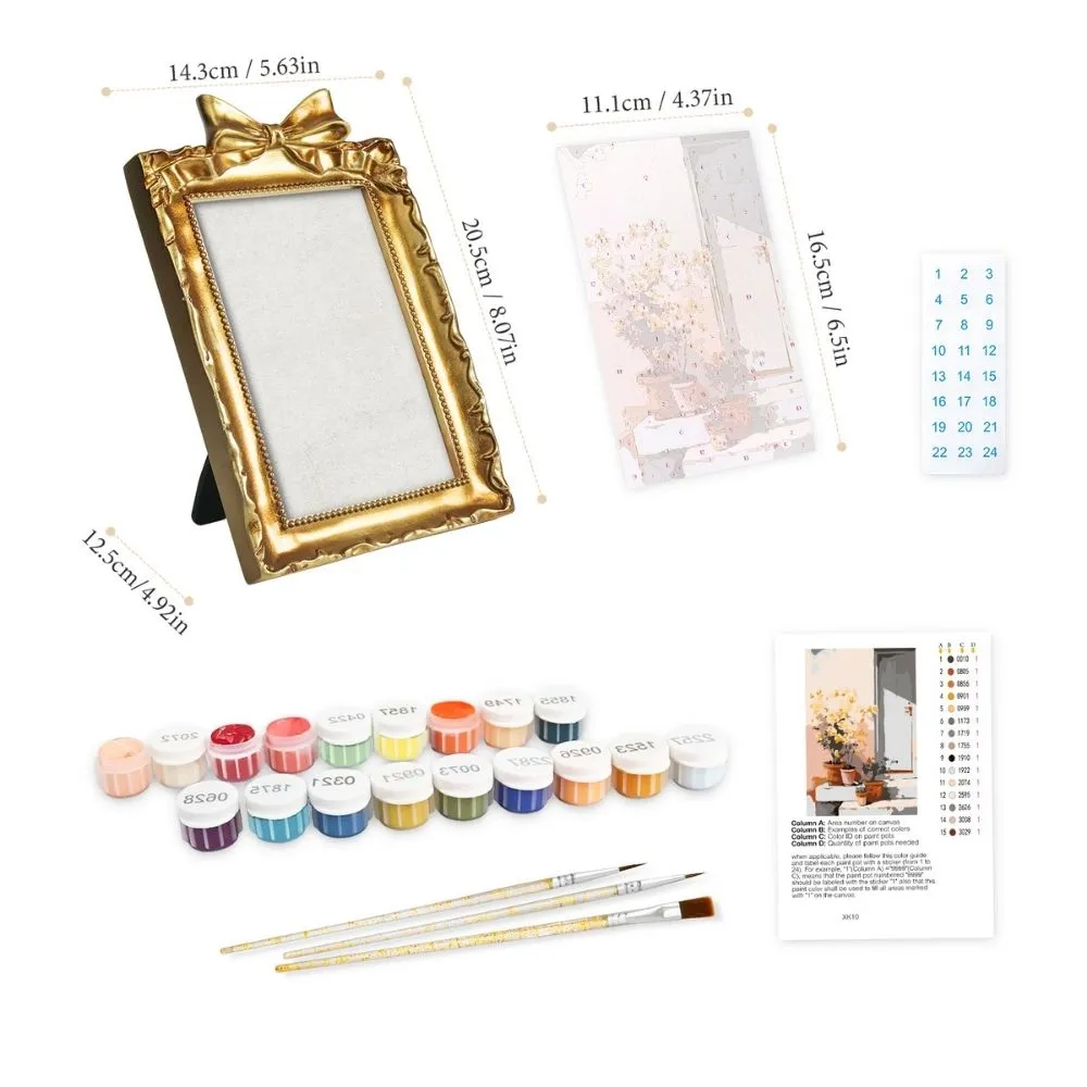 Figured'Art Mini Binnenplaats in Bloei schilderen op nummer 16,5x11cm lijst