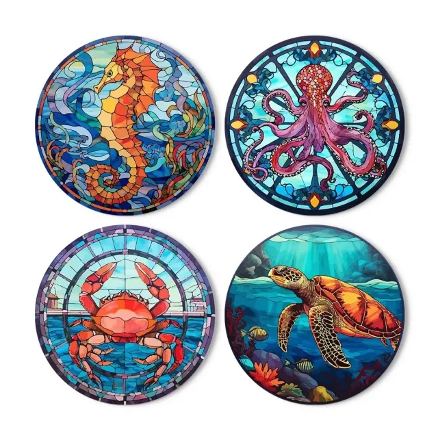 Figured'Art Oceaanwezens placemats schilderen op nummer 20cm 4 stuks