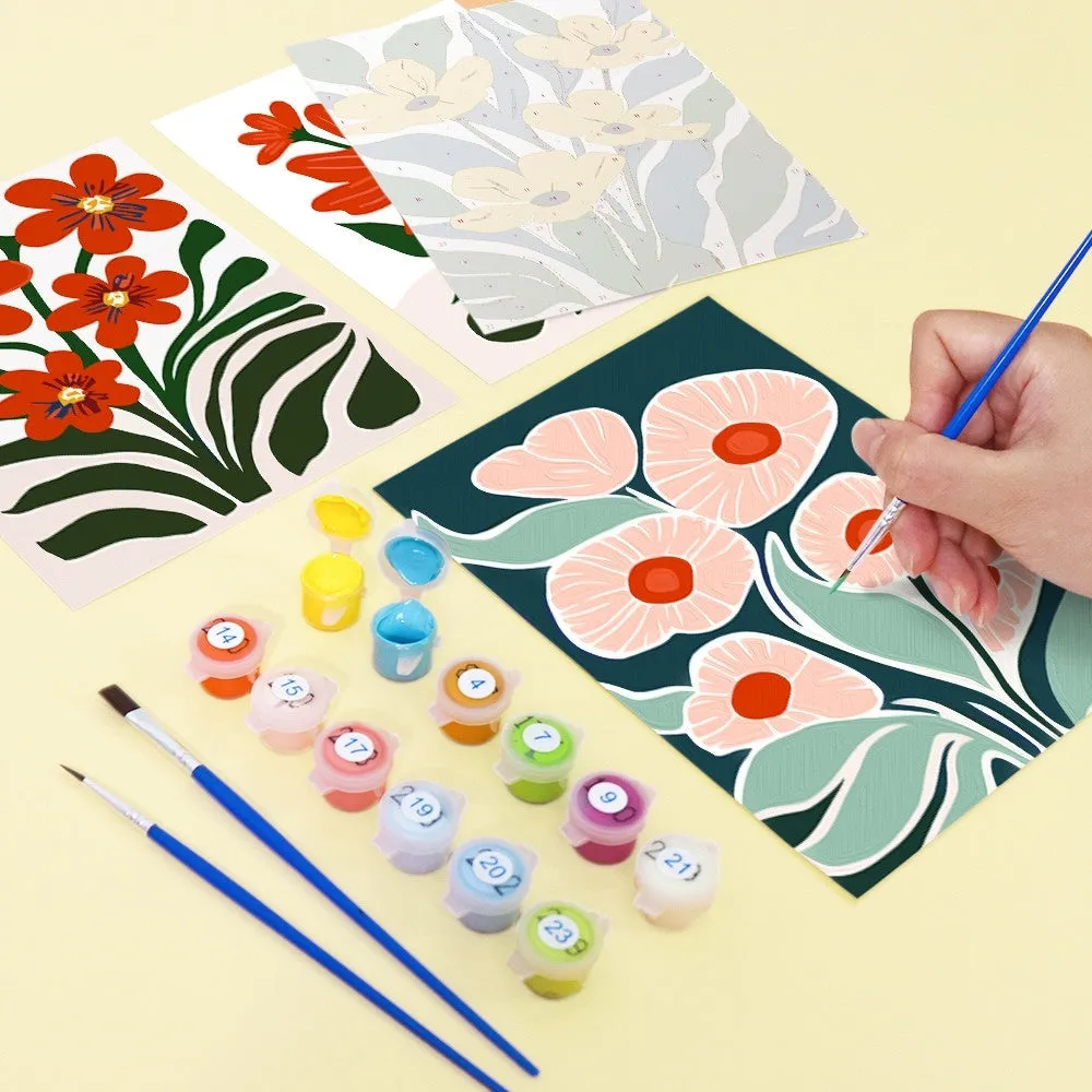 Figured'Art Kleurrijke Bloem Patronen mini schilderen op nummer 6 stuks