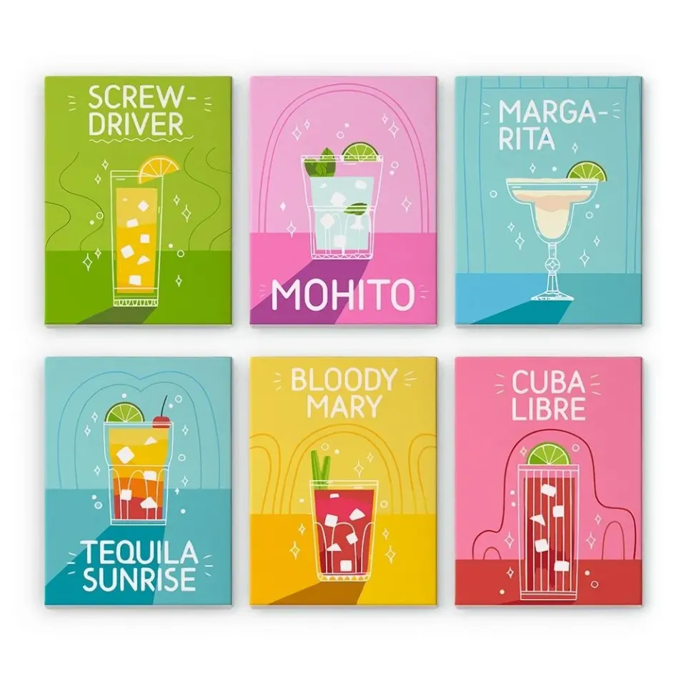 Figured'Art Beroemde Cocktails mini schilderij 6 stuks 15x20cm