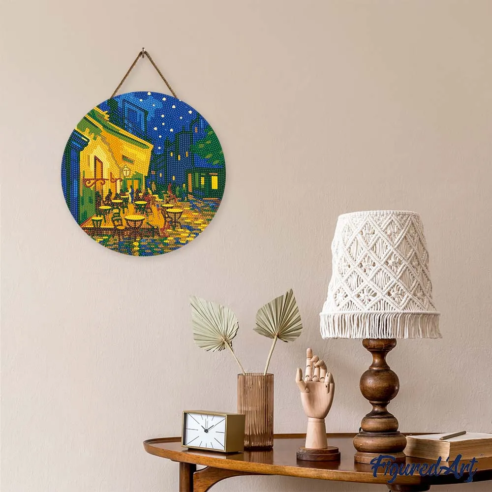 Figured'Art Van Gogh Café Terras bij Nacht diamond painting 30cm rond