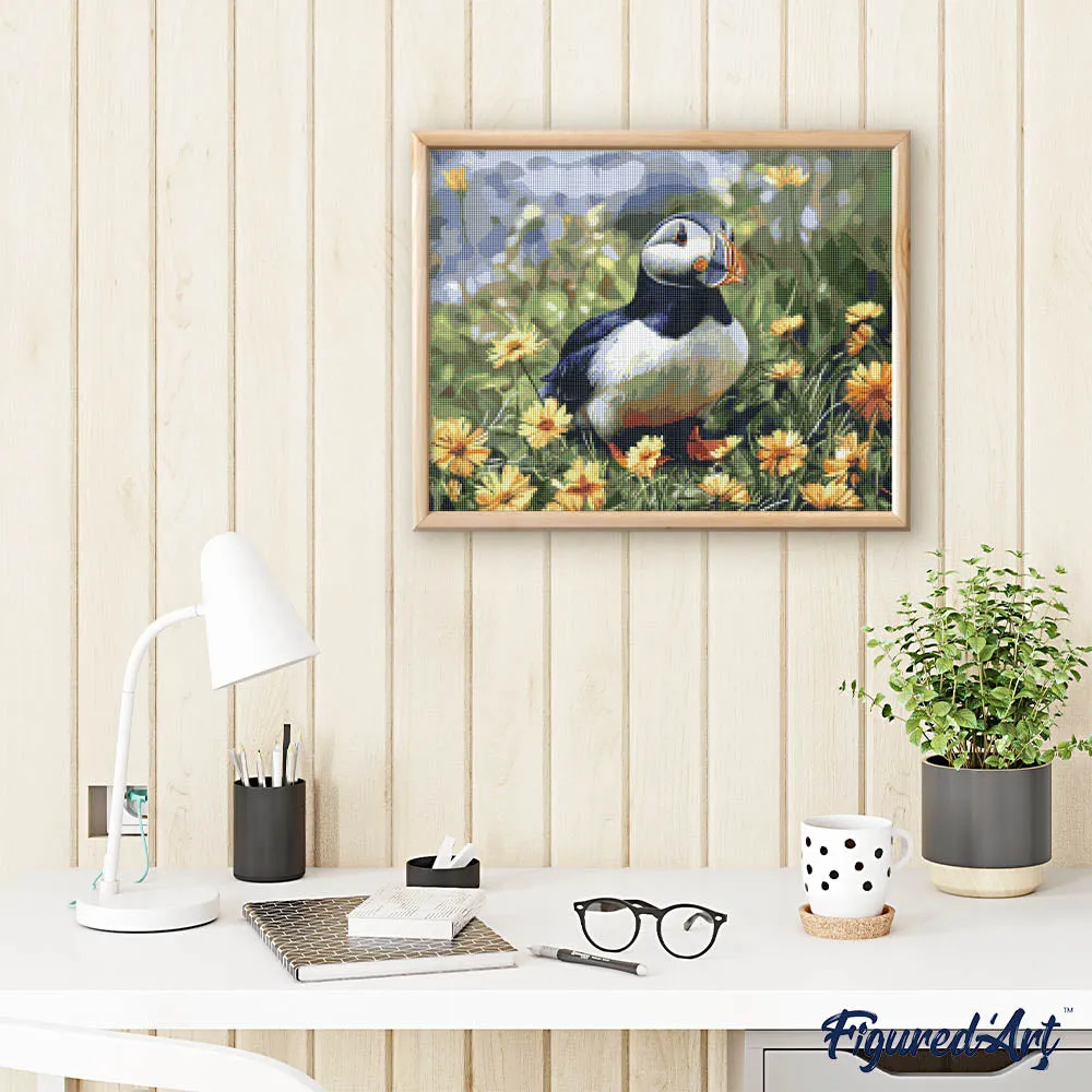 Figured'Art Papegaaiduiker lentebloesem diamond painting 40x50 cm