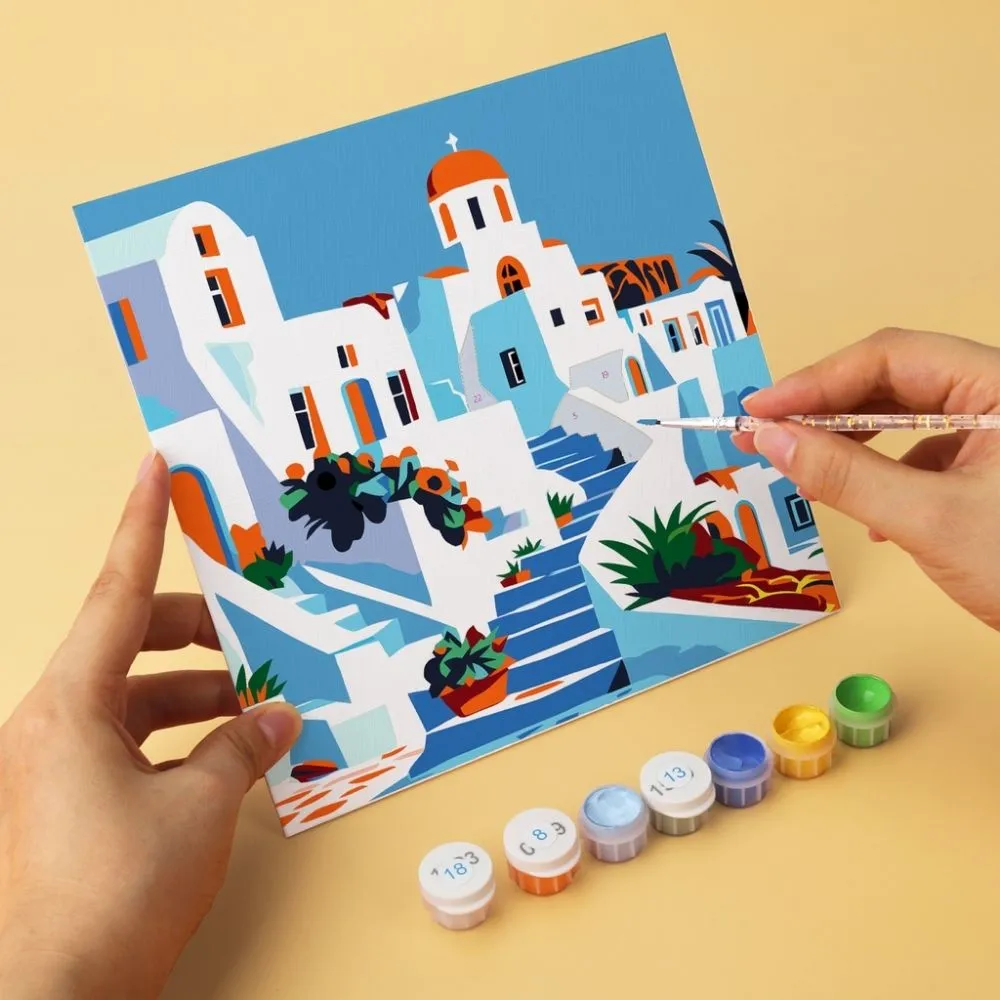 Figured'Art Mini Mediterrane penseelstreken schilderen op nummer 20x20cm 6 stuks