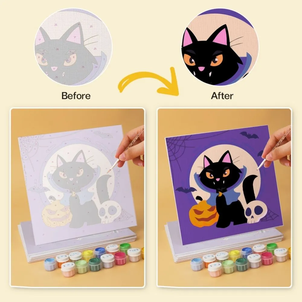 Figured'Art Mini Serie Speelse Halloweenkatten schilderen op nummer 6x20x20cm