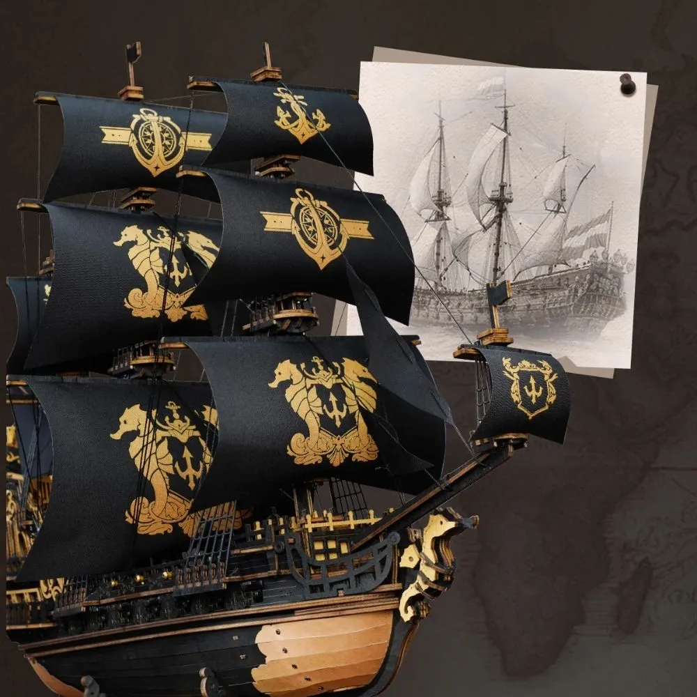 Figured'Art Zeepaardschip 3D puzzel hout 603 stukjes schip