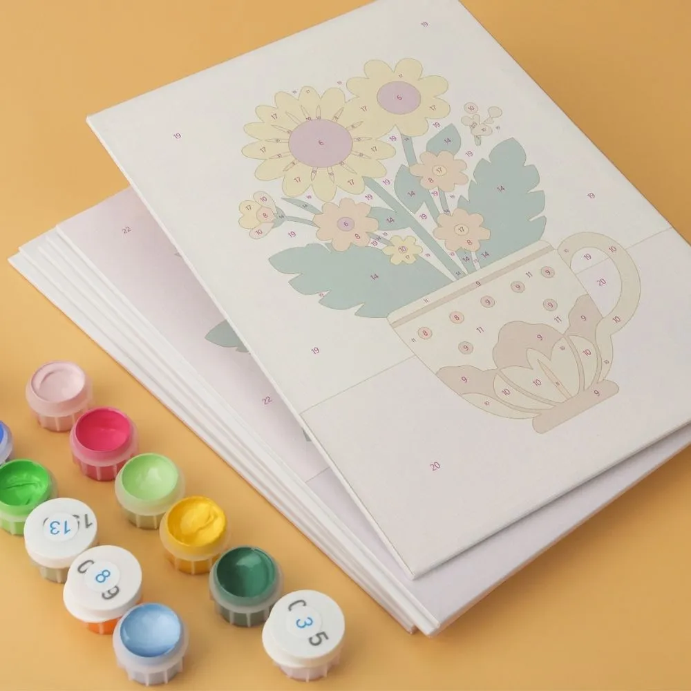 Figured'Art Mini Theekopjes vol bloemen schilderen op nummer 6x15x20cm