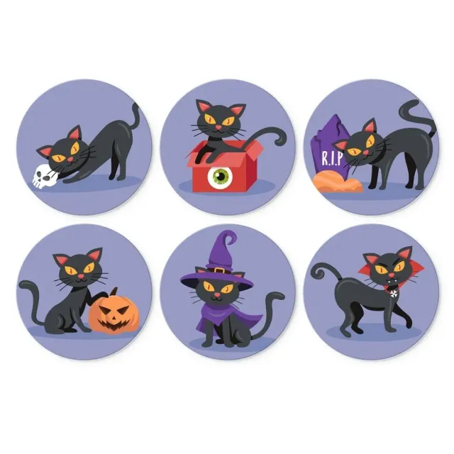 Figured'Art Mini Serie Katten en Hekserij schilderen op nummer Ø20cm 6 stuks