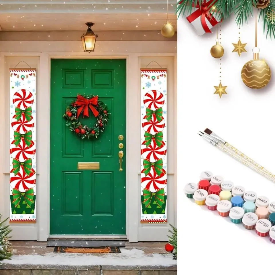 Figured'Art Kerstkrans DIY deur banner schilderen op nummer 20x120cm