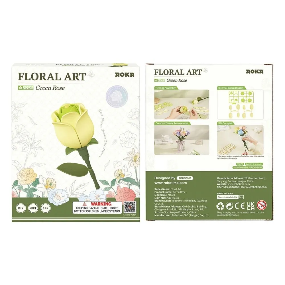 Figured'Art Groene Roos 3D puzzel 37 stukjes bloem