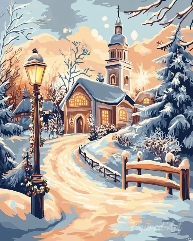 Figured'Art Pad naar de Kapel diamond painting 40x50 cm winter