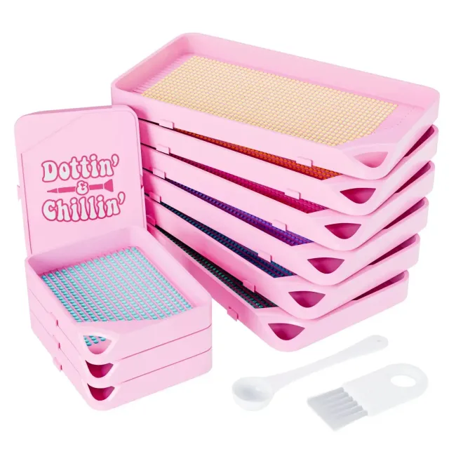 ARTDOT Diamond Painting schudbakjes set 10 stuks roze koppelbaar