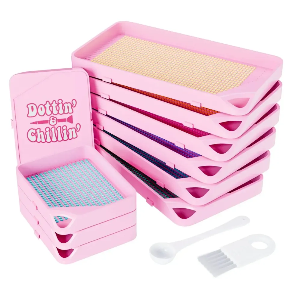 ARTDOT Diamond Painting schudbakjes set 10 stuks roze koppelbaar