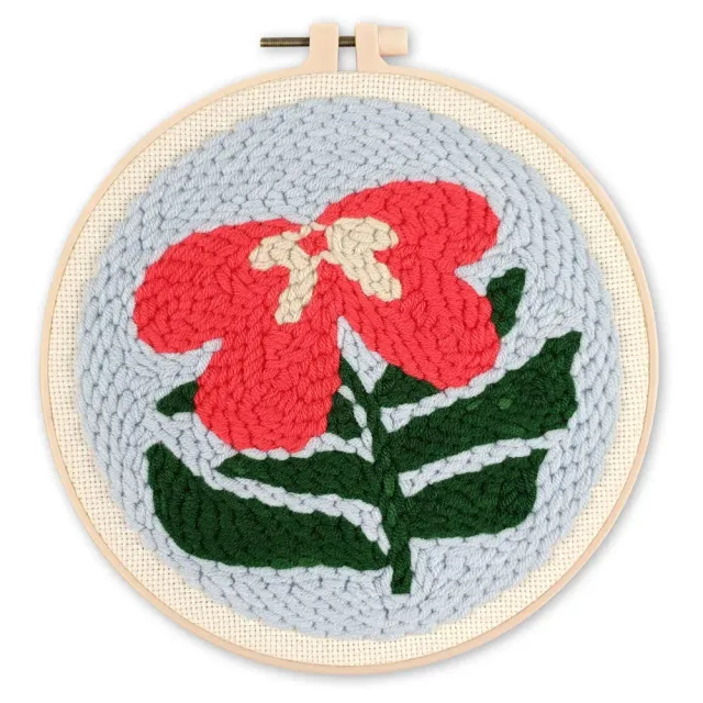 Figured'Art Punch Needle Hibiscus borduurpakket 20cm katoen wol beginners