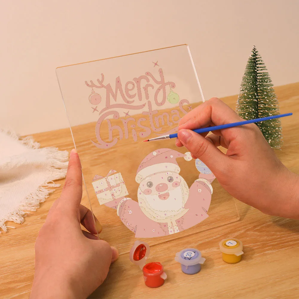 Figured'Art Kerstman 10 schilderen op nummer 15x20cm met LED