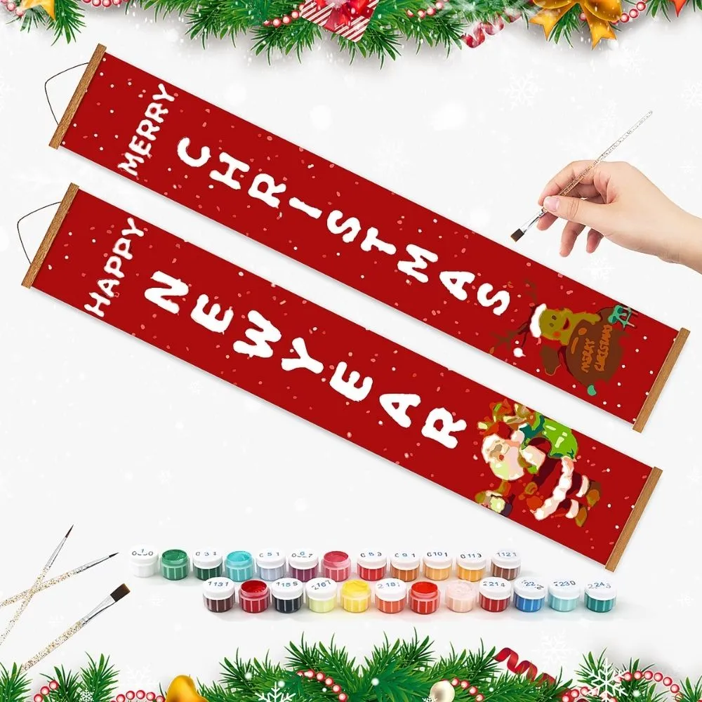 Figured'Art Kerstman Rendier deur banners schilderen op nummer